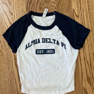 Alpha Delta Pi White & Navy Baby Tee